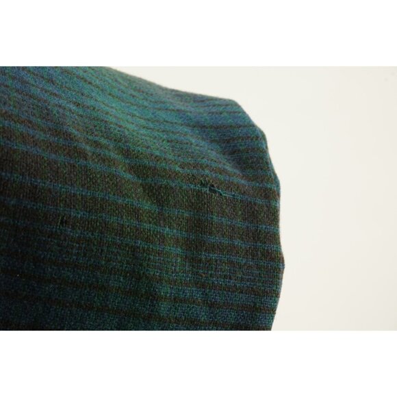 Vintage 1980s Shadow Plaid Wool Board Shirt Mens Medium Blue Green Woven Brushed - Picture 12 of 15